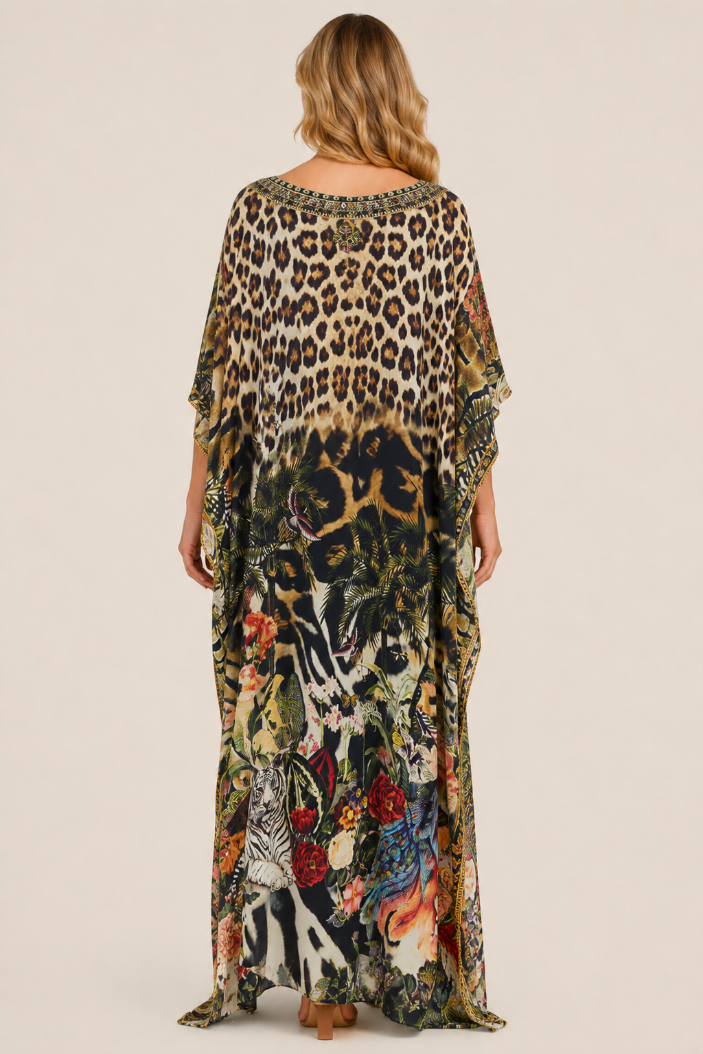 Round Neck Kaftan in Leotigra
