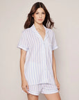 Pima Pajama Short Set in Periwinkle Stripe