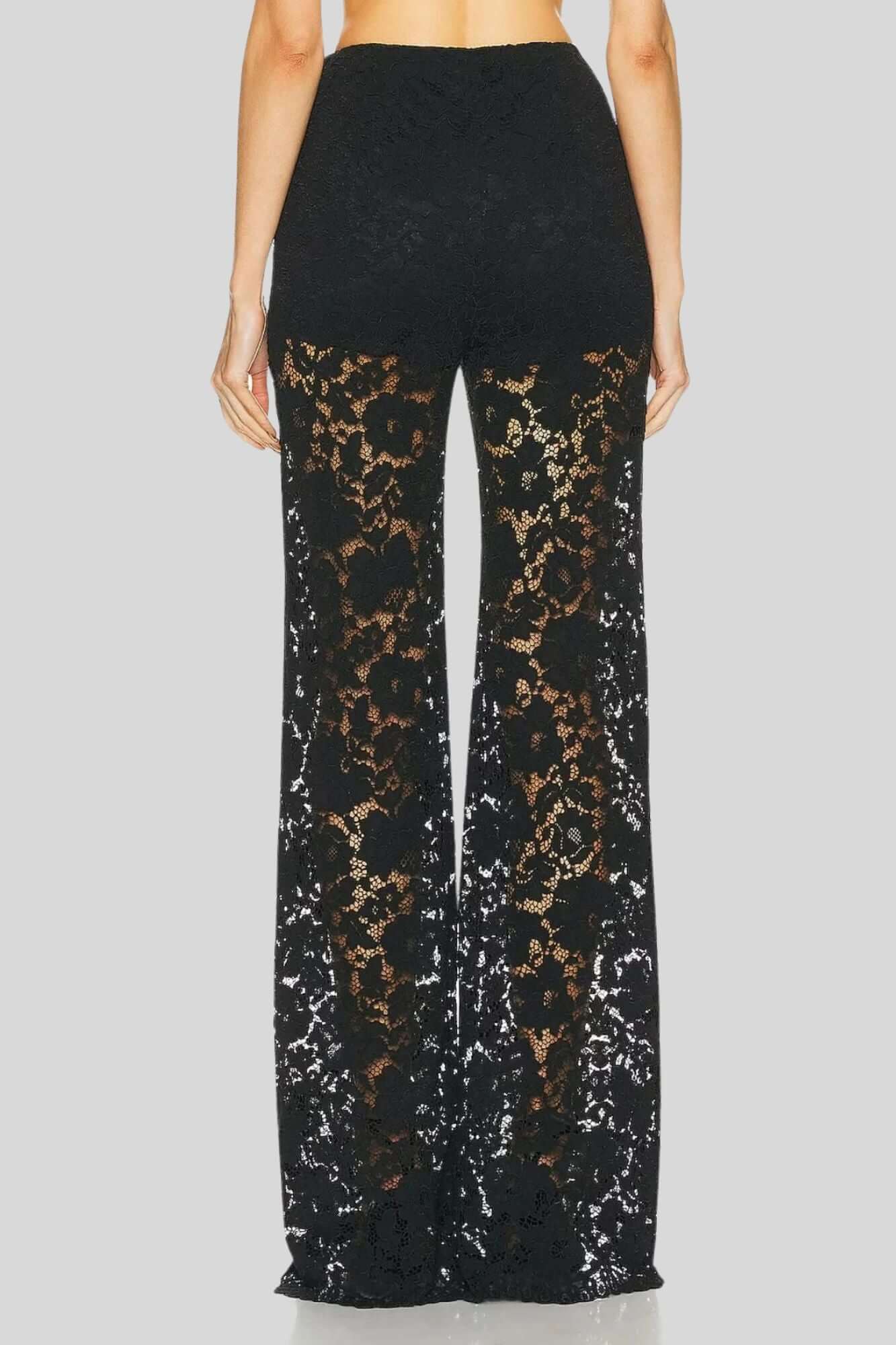 London Lace Flared Pants in Black