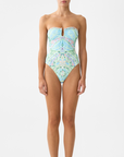 Gathered Bandeau One-Piece in Midsummer Mosaics