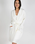 Cannes Pinstripe Robe in Off-White