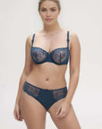 Delice Sheer Demi Bra in Blue Prestige