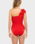 Tess One Shoulder One Piece in Cherry