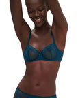 Delice Sheer Demi Bra in Blue Prestige