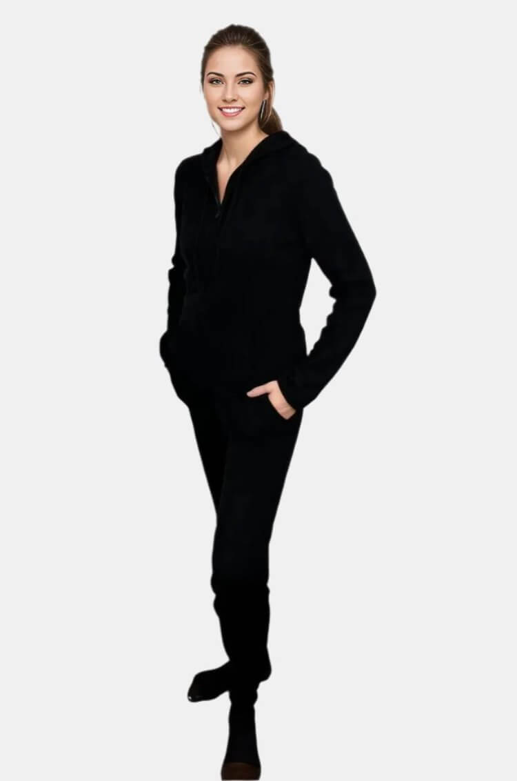 Arlotta Luxe Gauge Hoodie Jacket and Sweatpant Set in Black
