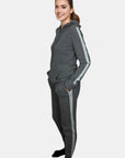 Arlotta Racer Stripe Hoodie and Ribbed Racer Stripe Sweatpants in Charcoal/Seafoam Stripe