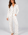 Grace Espresso Martini Print Long PJ Set — Petticoat Lane brunette model, studio photograph