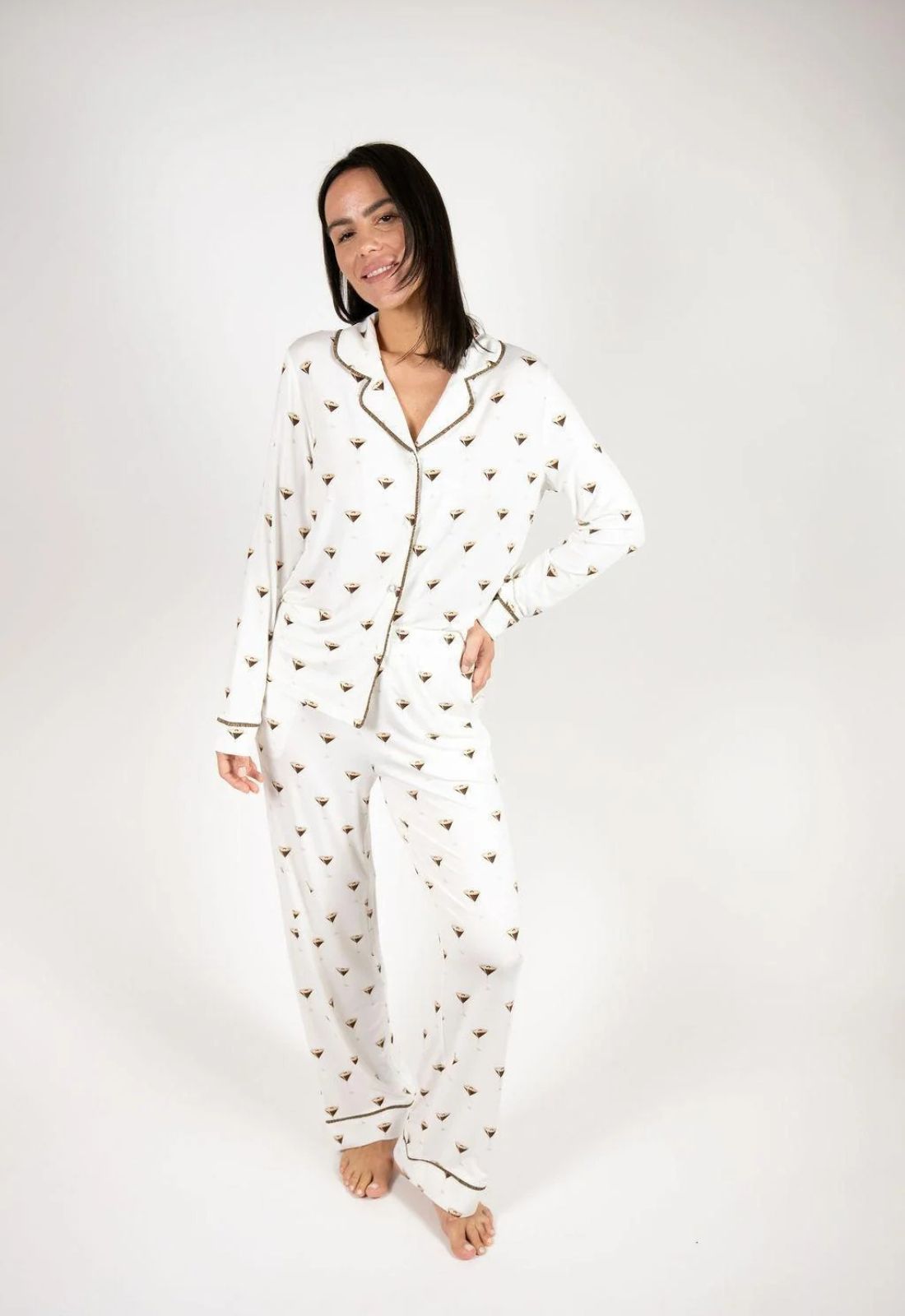 Aspen Dream Grace Espresso Martini Print Long PJ Set