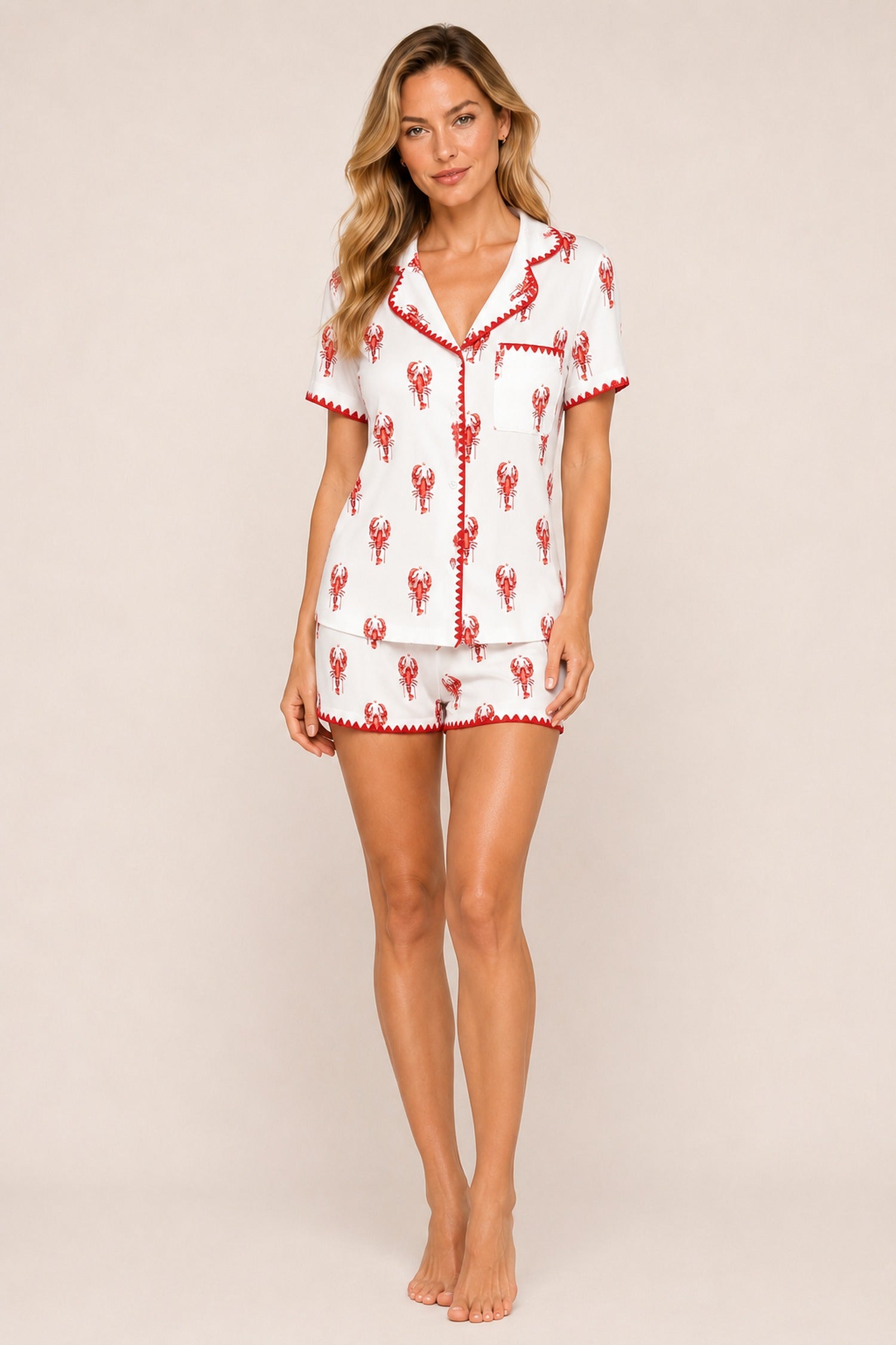 Lobster Print Short PJ Set