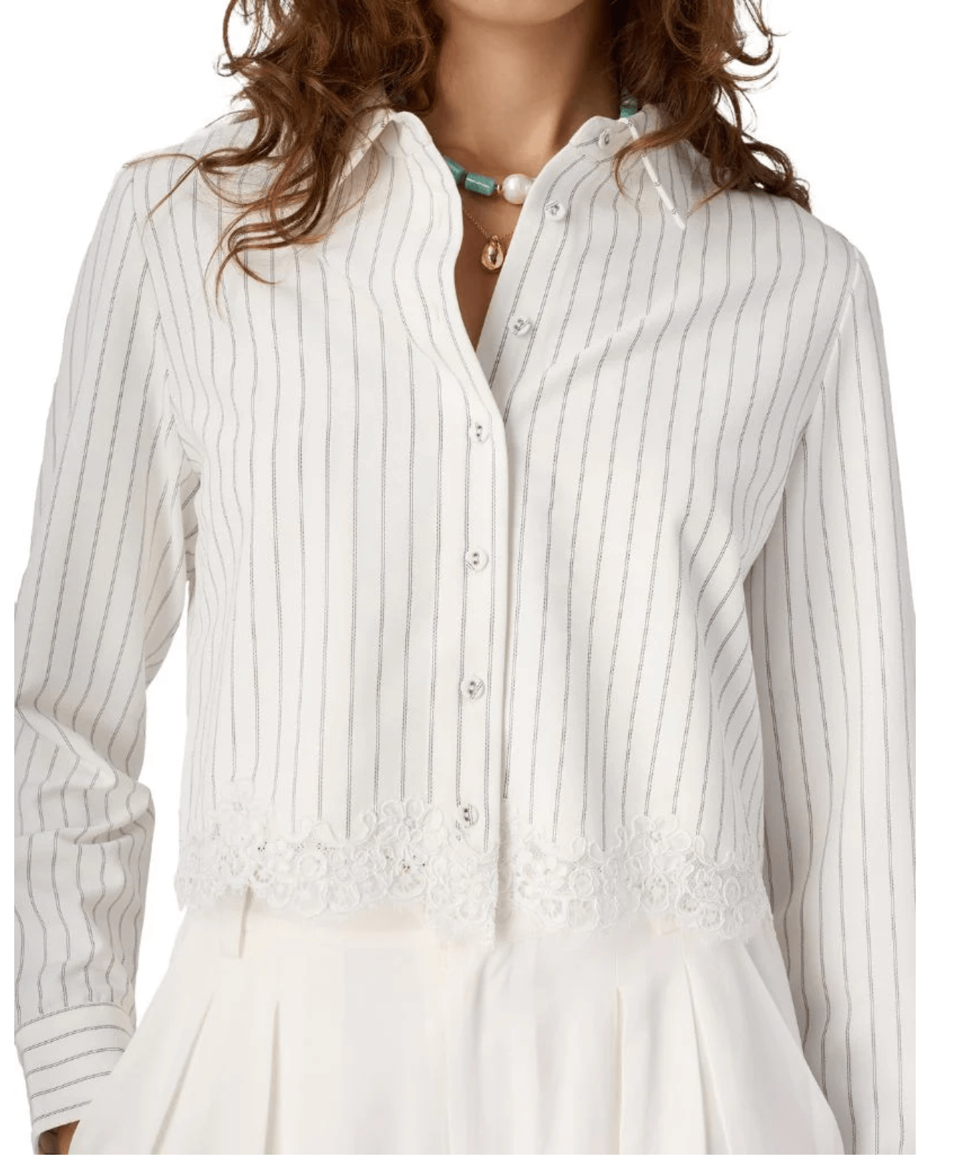 Cami NYC Callum Button Down in White Pinstripe