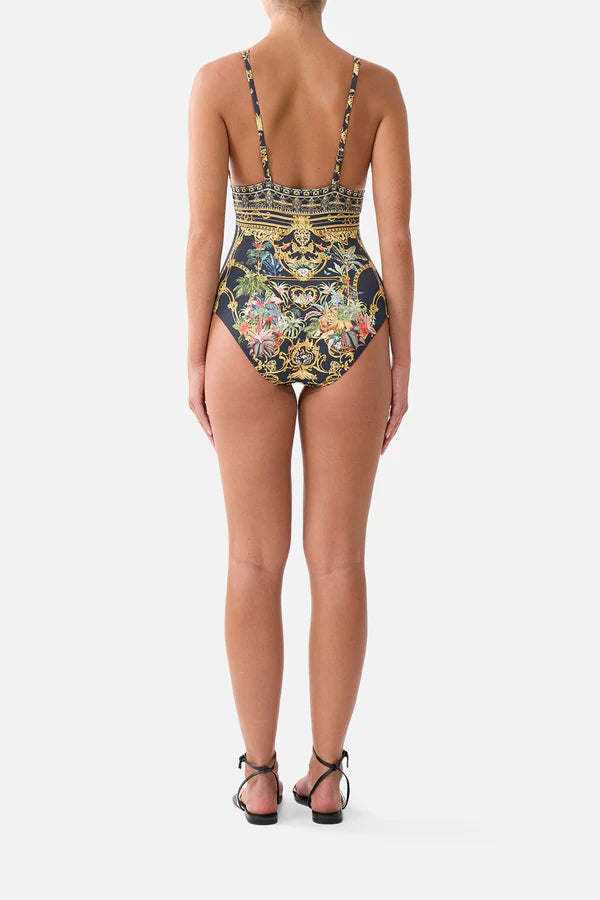 Camilla High Tri One-Piece Swimsuit in Palace Zoology back view