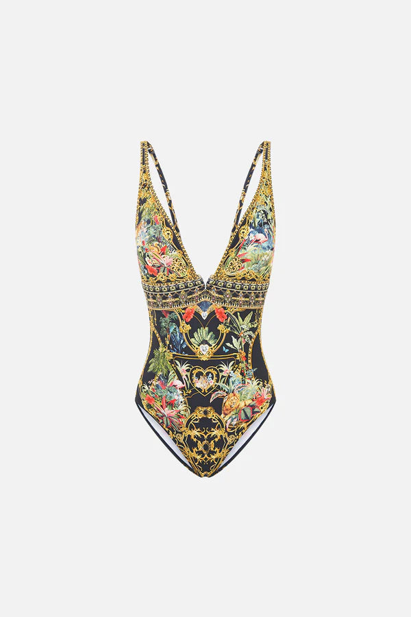 Camilla High Tri One-Piece Swimsuit in Palace Zoology detail view