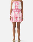 Camilla Shirred Waist Mini Dress in Livin La Vida Rosa