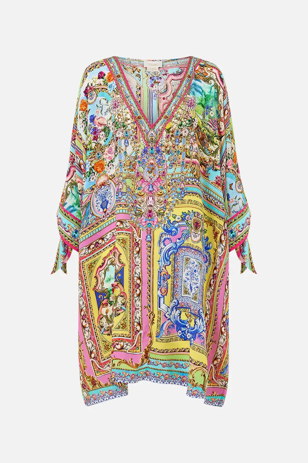Camilla Short Sleeve V-Neck Kaftan in Spirit of Santa Maria