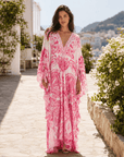 Camilla T Shape Long Kaftan in Livin La Vida Rosa