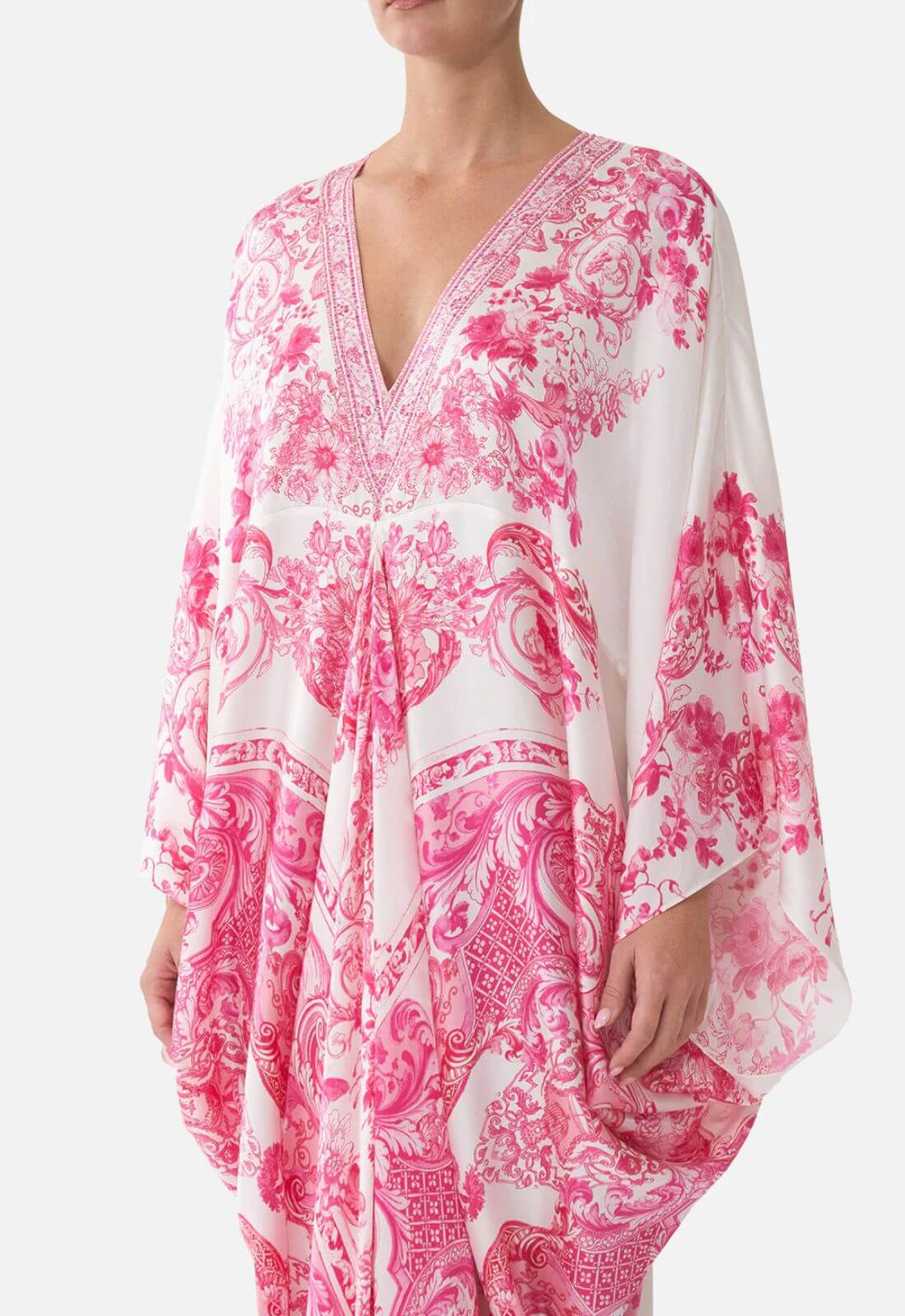 Camilla T Shape Long Kaftan in Livin La Vida Rosa