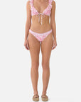 Camilla Tie Front Tri Bikini in Livin La Vida Rosa