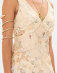 V-Neck Jacquard Slip Dress in Adorned in Antiquity