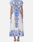 Camilla Waisted Midi Dress in Ceramic Panoramic