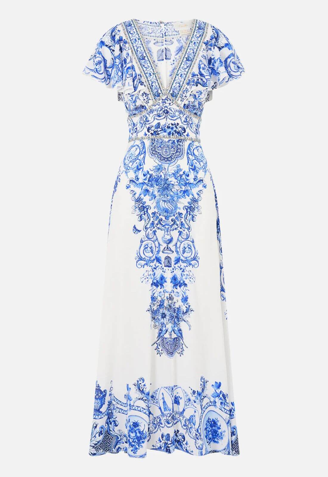 Camilla Waisted Midi Dress in Ceramic Panoramic