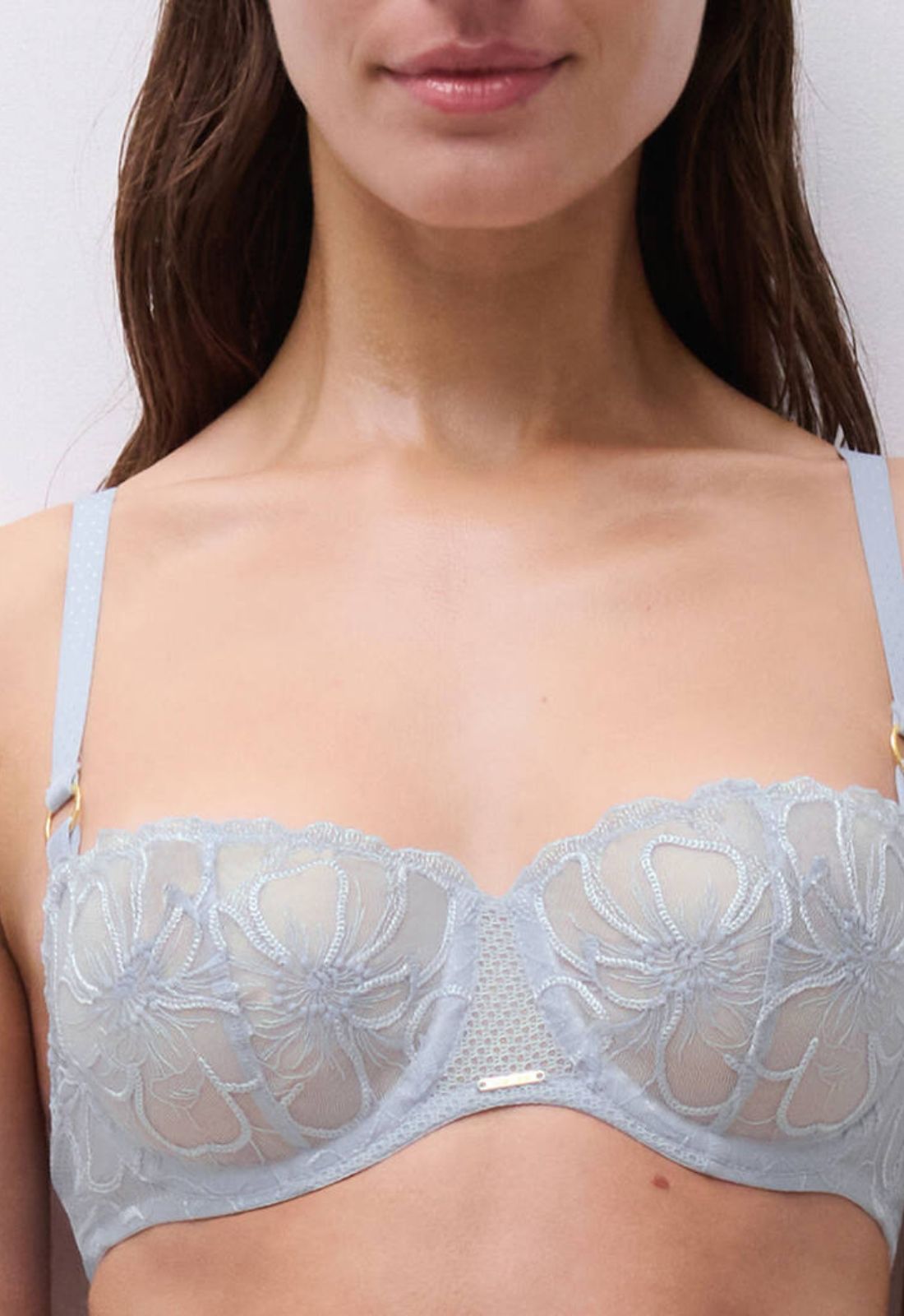 Chantelle Lace Unlined Plunge Bra in Icy Flower