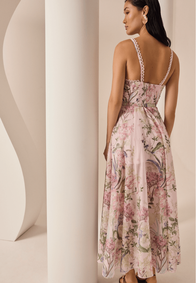 Charo Ruiz Iraso Long Dress in Pink Botanic