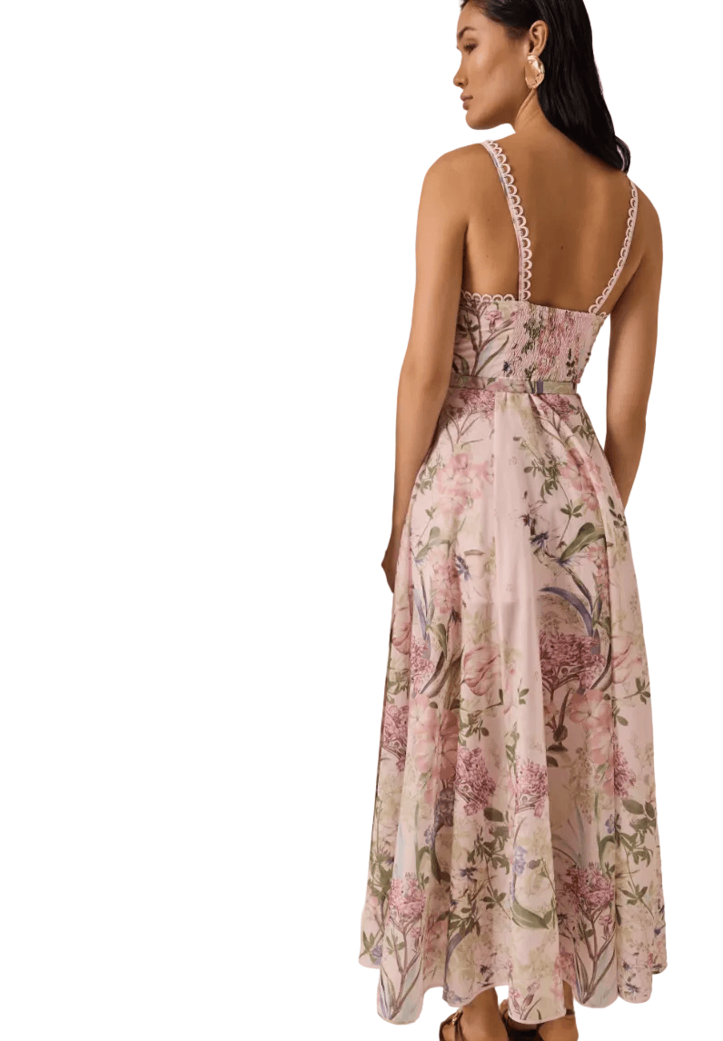 Charo Ruiz Iraso Long Dress in Pink Botanic