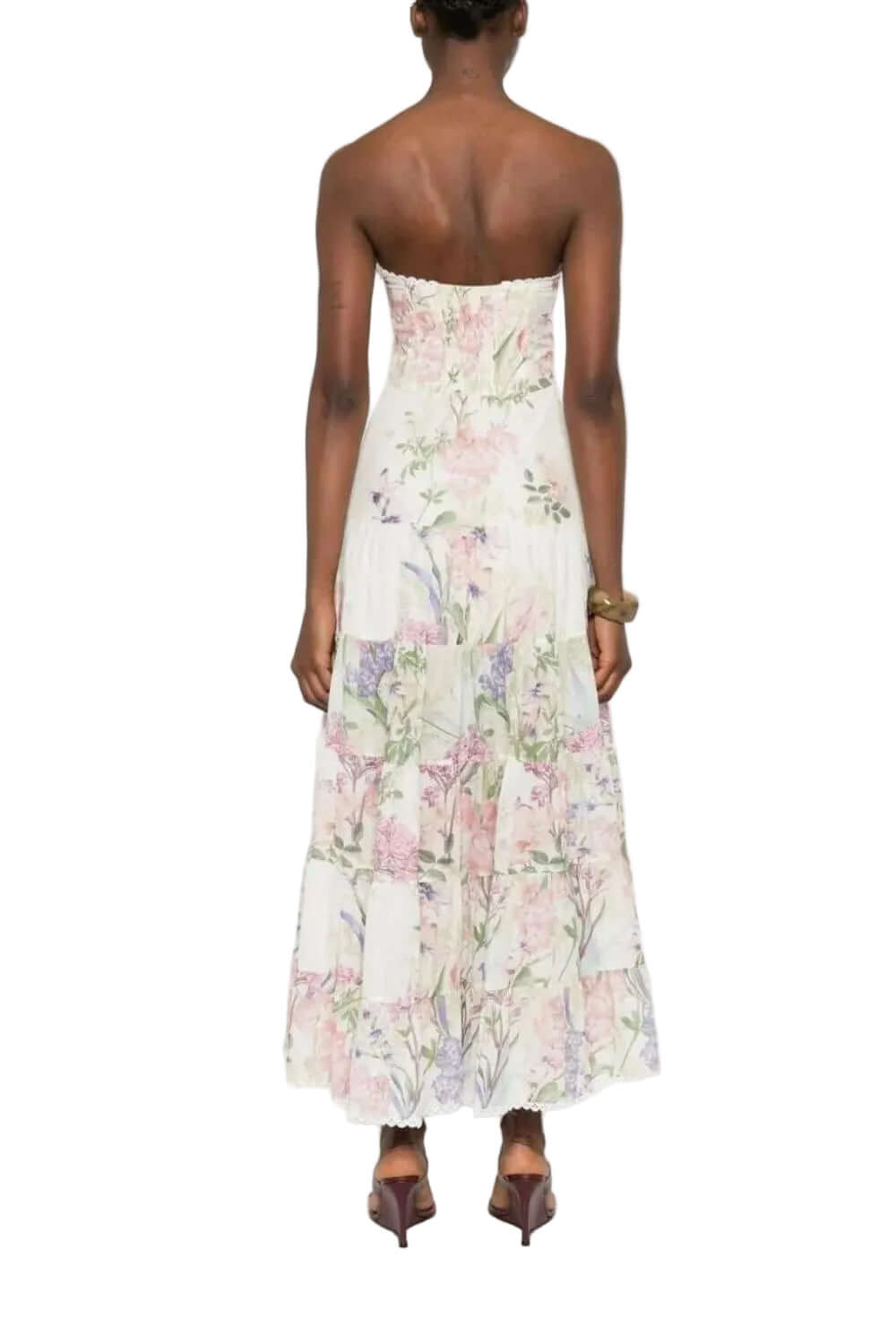 Charo Ruiz Long Dress Danny in Cream Botanic