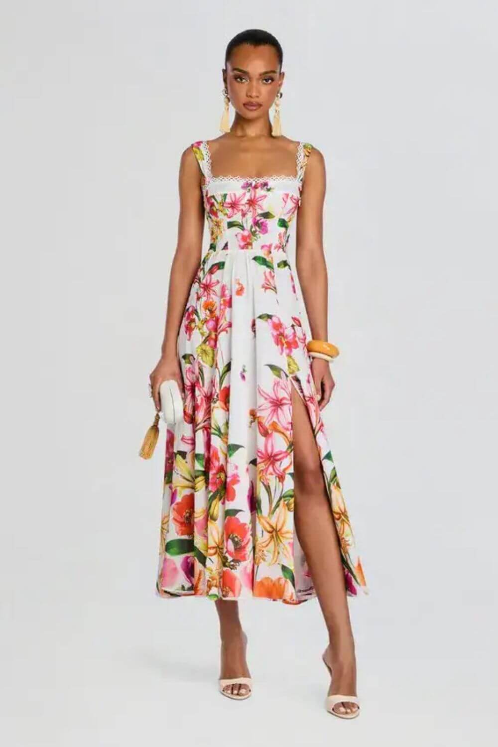 Charo Ruiz Long Dress Maui in White Bliss