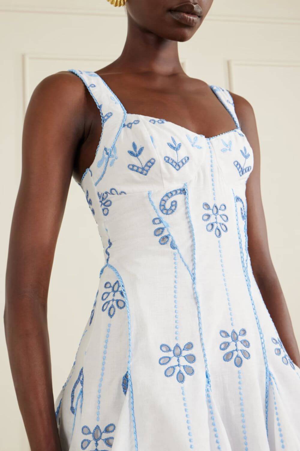 Charo Ruiz Short Arissa Dress in White & Blue