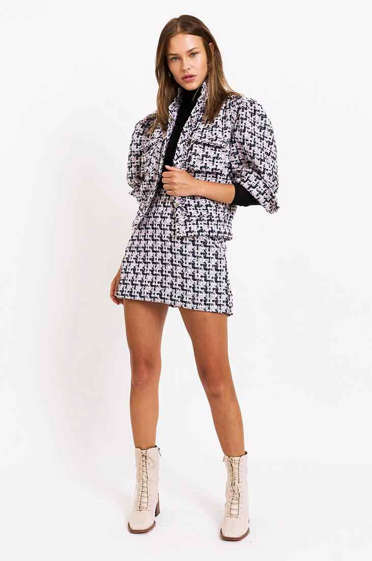 Christy Lynn Jocelyn Skirt in Tweed Pink