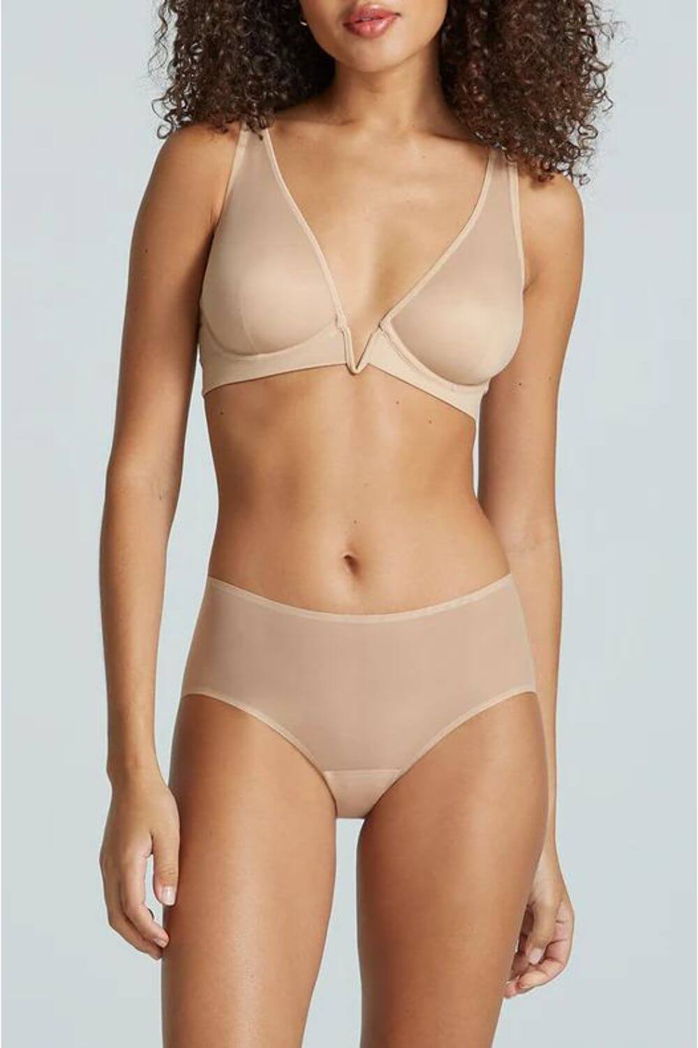 Commando Mesh Plunge Underwire Bra in Beige
