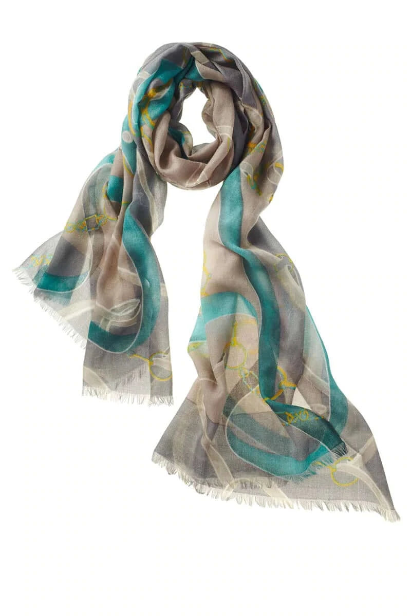 Alpine Cashmere Cavallo Shawl Color: Teal  at Petticoat Lane  Greenwich, CT