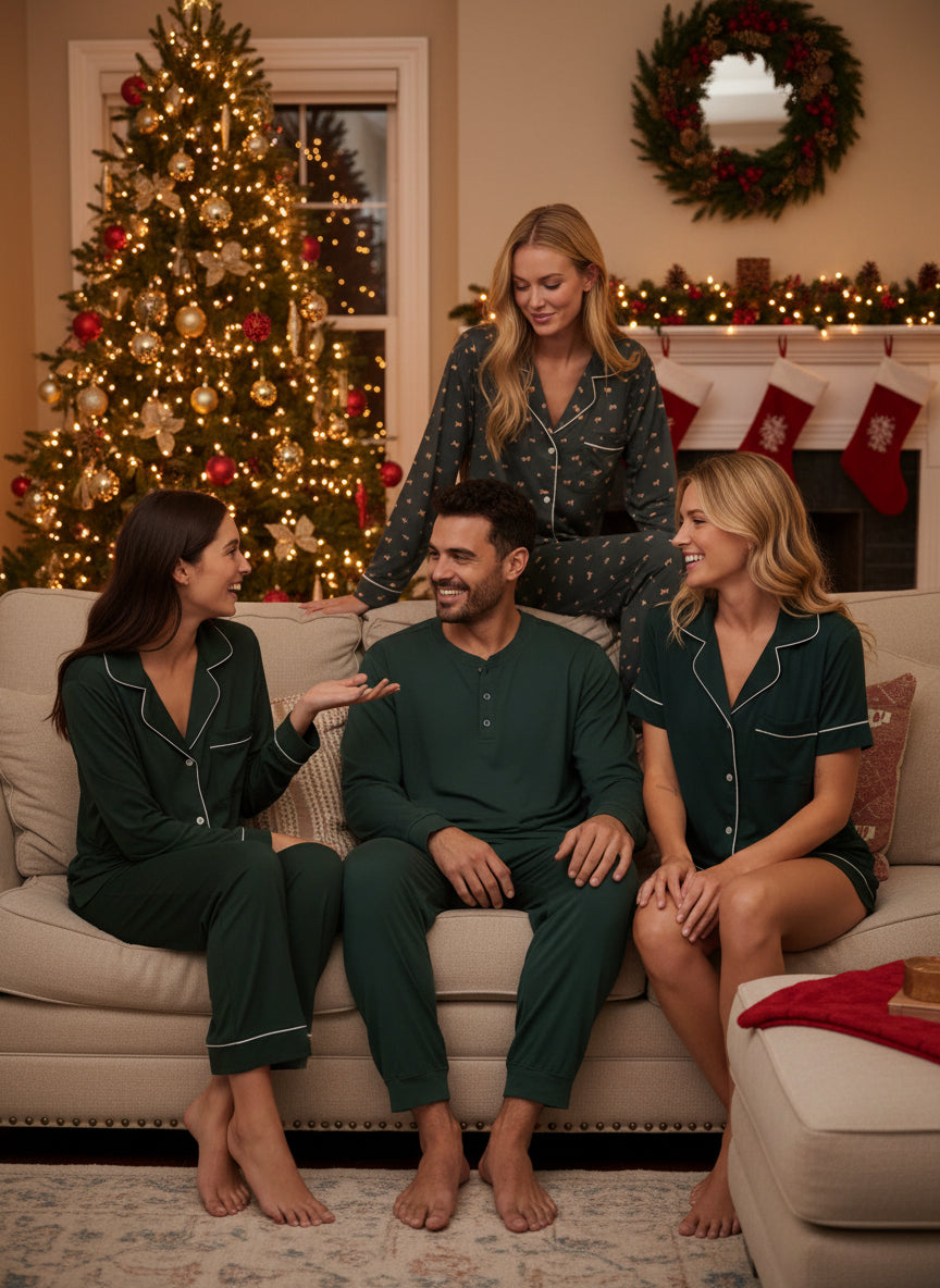 Gisele Relaxed Short PJ Set in Pine/Ivory