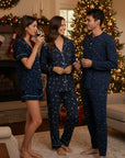 Gisele Printed Long PJ Set in Forest Pine Navy/Ivory