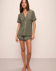 Gisele Relaxed Short PJ Set in Moss/Ivory