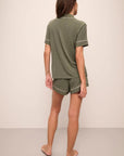 Gisele Relaxed Short PJ Set in Moss/Ivory