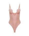 Fleur du Mal Le Stretch Micro U-Plunge Bodysuit in Tan