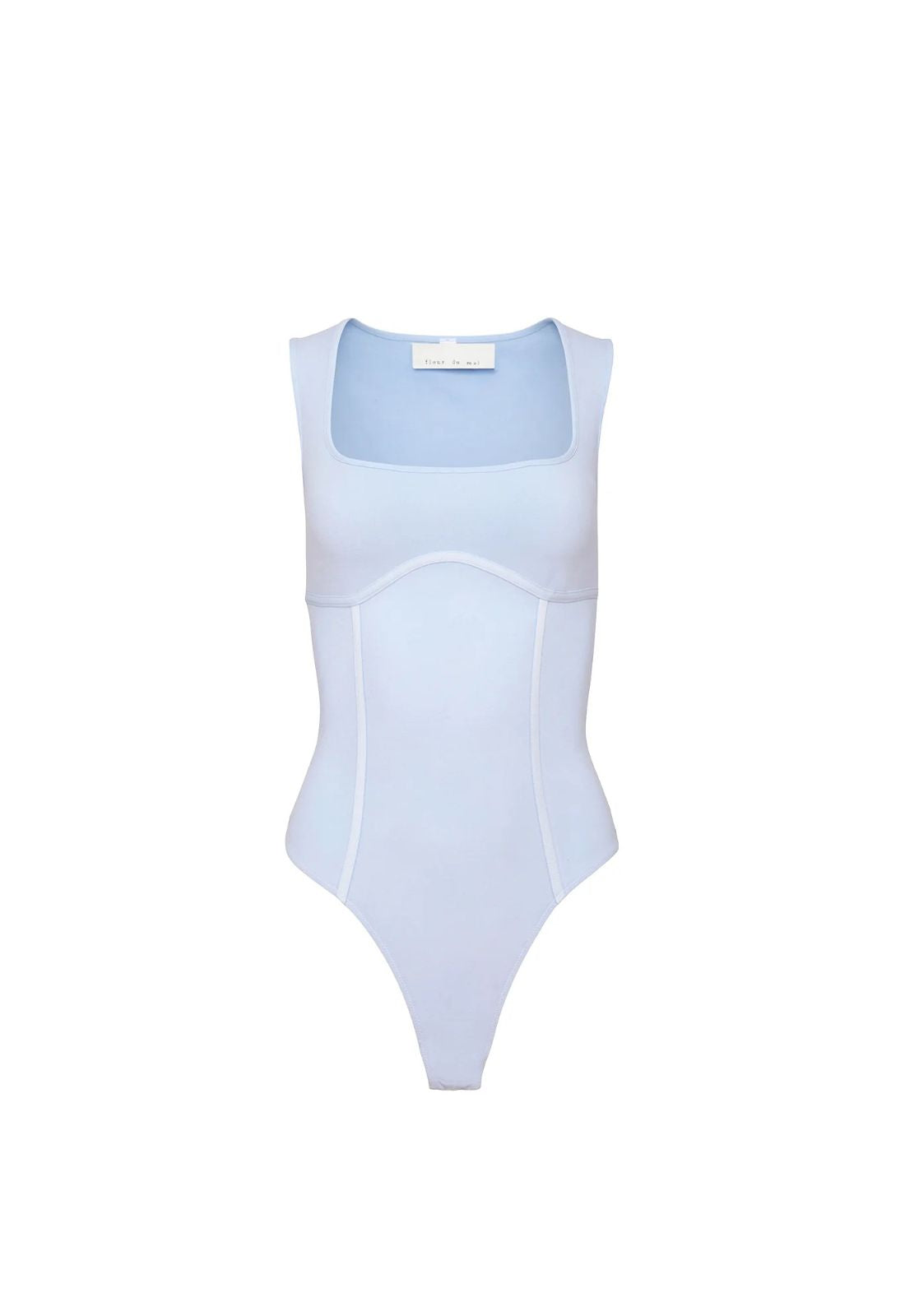 Fleur du Mal Organic Cotton Scoop Neck Bodysuit in Ice Queen