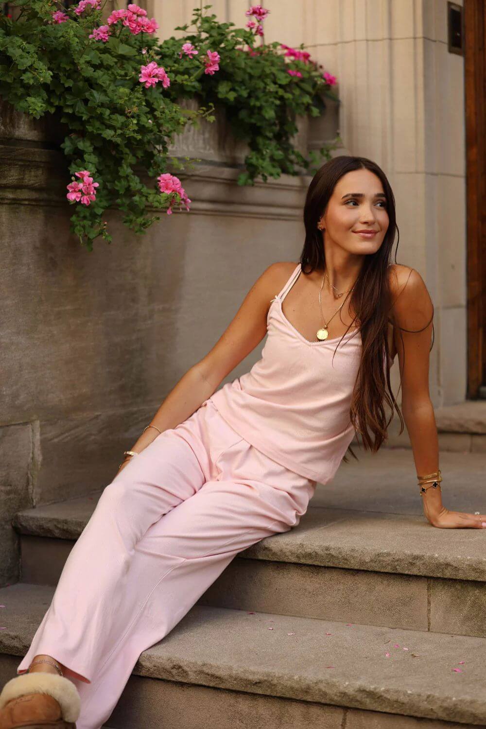 Happy Camp3r Olivia Tank Top and Pants Set in Blush Pink