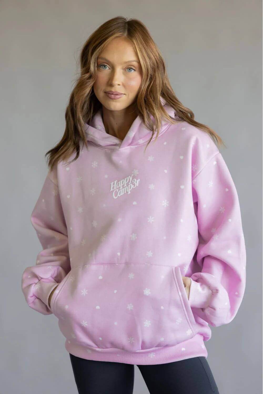 Happy Camp3r Snow Angel Puff Hoodie in Light Pink