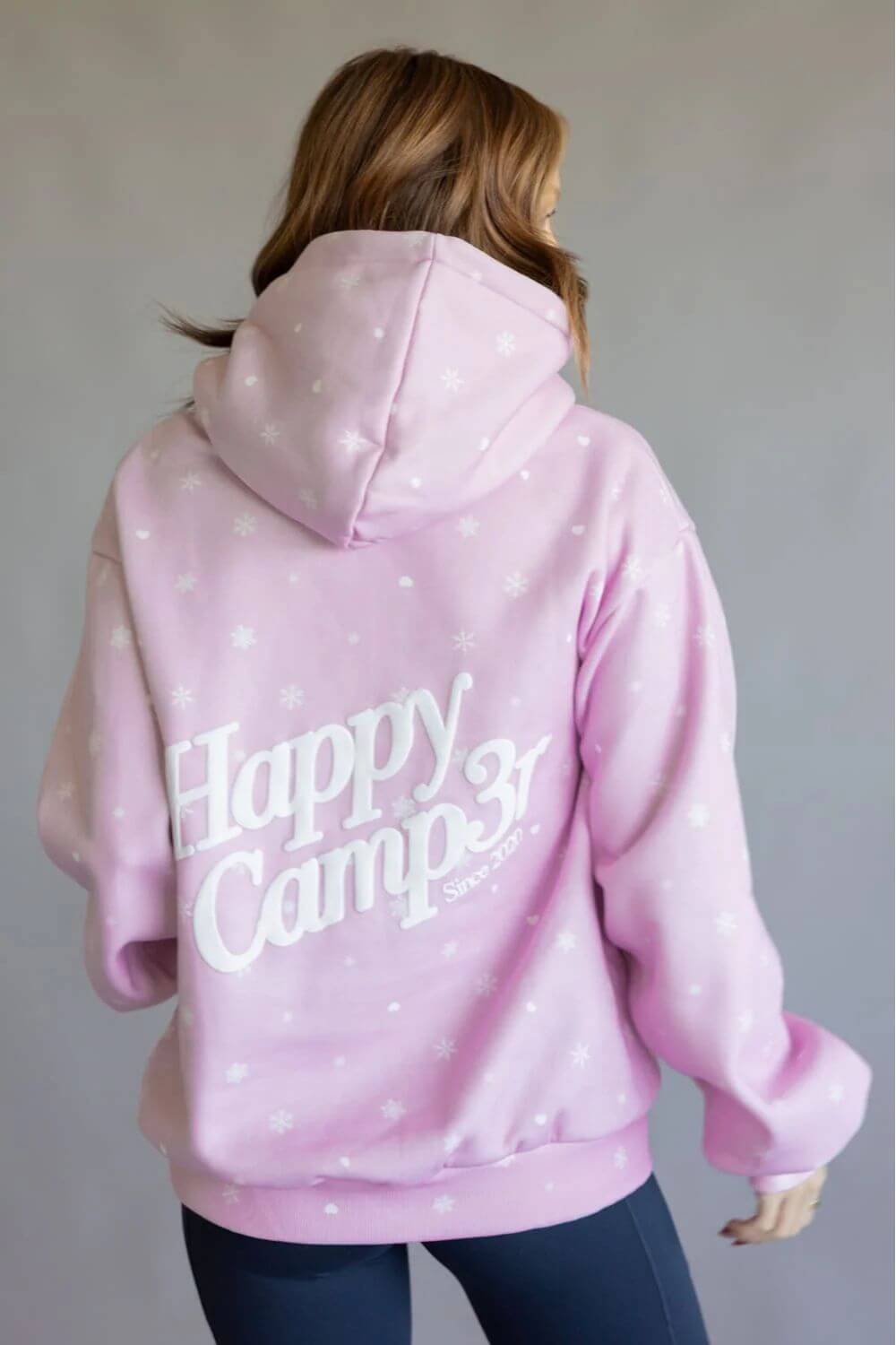 Happy Camp3r Snow Angel Puff Hoodie in Light Pink
