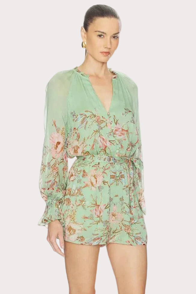 Hemant & Nandita Erza Romper with Belt in Green