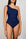 Karla Colletto Basics One Shoulder with Shelf Bra & Rouching in Navy