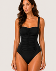 Karla Colletto Basics Square Neck One-Piece in Black cropped view
