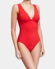 Karla Colletto Ines V-Neck One-Piece in Cherry
