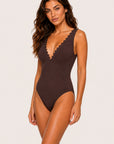 Karla Colletto Ines V-Neck One-Piece in Chocolate
