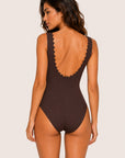 Karla Colletto Ines V-Neck One-Piece in Chocolate back view