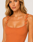 Karla Colletto Sadie Silent Underwire One-Piece in Terra Cotta detail view
