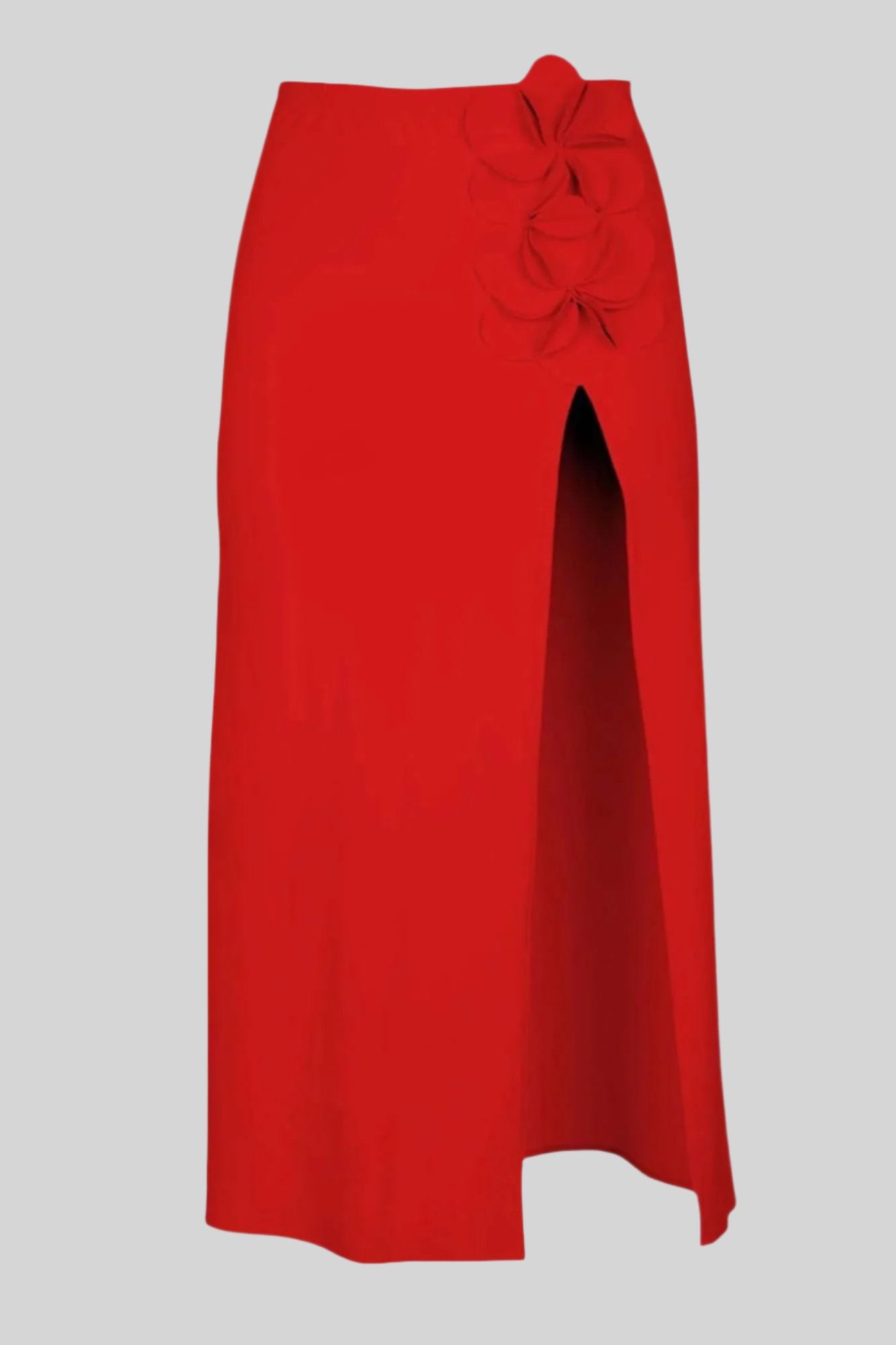 Karla Colletto Tess Long Straight Skirt in Cherry
